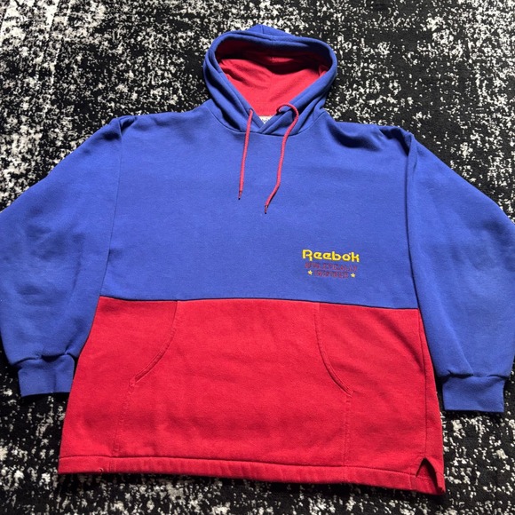 Reebok Other - Vintage 80s Reebok Hoodie Mens Small Colorblock Blue Red Athletically Inspired
